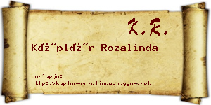 Káplár Rozalinda névjegykártya